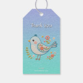 Little Blue Bird Floral Gift Label Cadeaulabel (Achterkant)