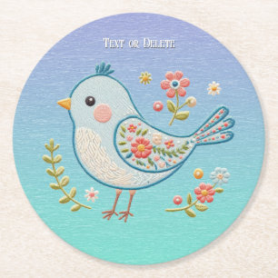 Little Blue Bird Floral Paper Onderzetter
