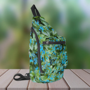 Little Blue Brunnera Flowers Floral Sling Bag