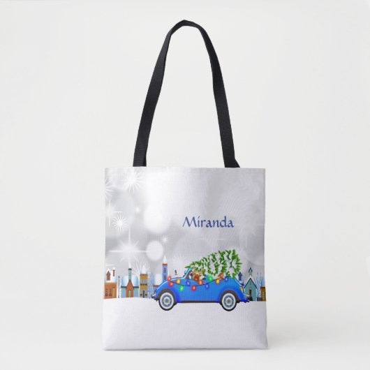 Little Blue Car en Tree Kerstmis, aangepast Draagtas (Voorkant)