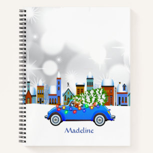 Little Blue Car en Tree Kerstmis, aangepast Notitieboek