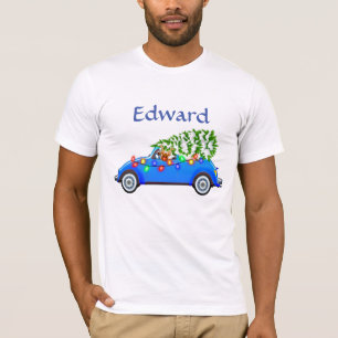 Little Blue Car en Tree Kerstmis, aangepast T-shirt