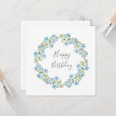 Little Blue Flowers Wreate Kaart (Voorkant / Achterkant in situ)