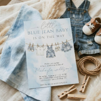 Little Blue Jean Baby Is On The Way Baby Shower Kaart