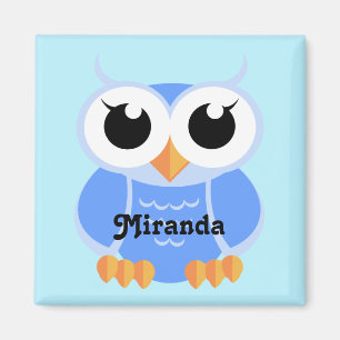 "Little Blue Owl" - gepersonaliseerd Magneet