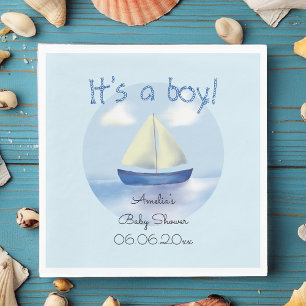 Little Blue Sailboat Boys Baby shower Servet