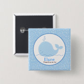 Little Blue Whale NAME TAG Custom Button (Voorkant /achterkant)