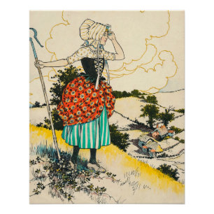 Little Bo Peep - Illustratie van een vintage herde Perfect Poster