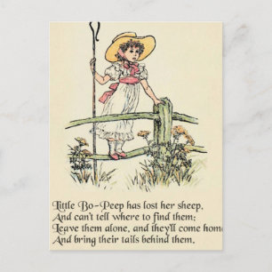 Little Bo-Peep: Klassieke Kate Greenaway-kinderkam Briefkaart