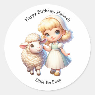 Little Bo-Peep & Sheep Nursery Rhyme Verjaardag Ronde Sticker