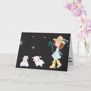 Little Bo Peep Star Night Scene Fun Kinder Fab Kaart