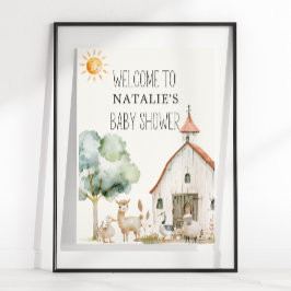 Little Boerderij Nursery Animals Baby shower Sign Poster