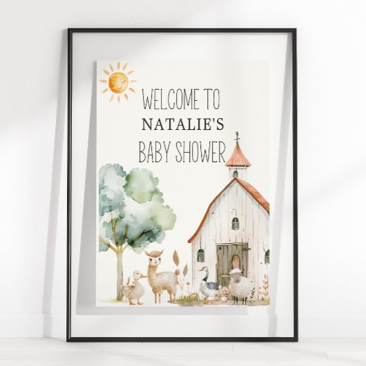 Little Boerderij Nursery Animals Baby shower Sign Poster