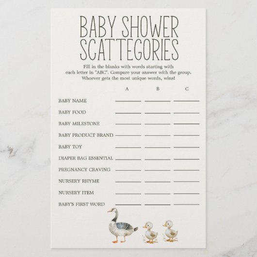 Little Boerderij Nursery Baby shower Scattegories  Flyer (Voorkant)