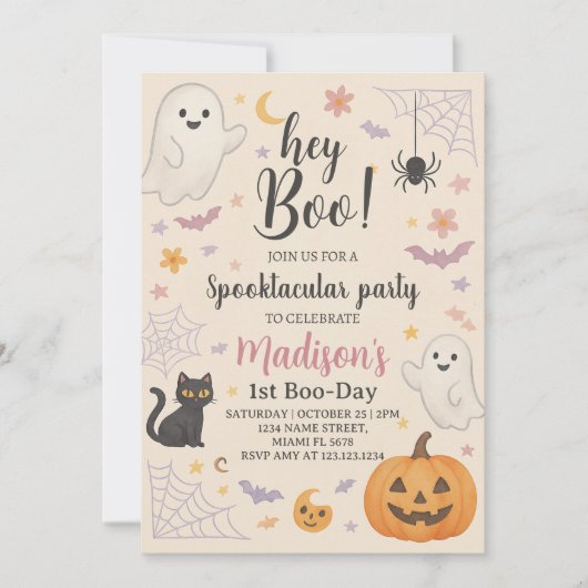 Little Boo 1er anniversaire Invitation mignonne Ha (Devant)