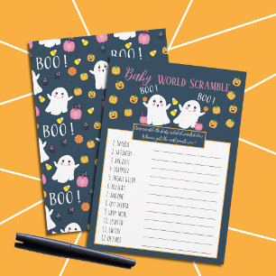 Little Boo Baby Word Scramble Baby shower spel Kaart
