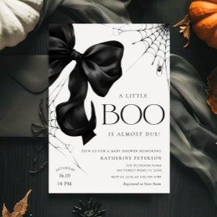 Little Boo Black Bow Baby shower Kaart