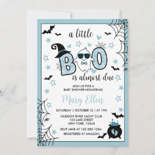 LITTLE BOO BLUE HALLOWEEN BABY SHOWER KAART