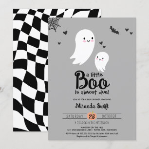 Little Boo Due Ghost Neutral Halloween Baby shower Kaart