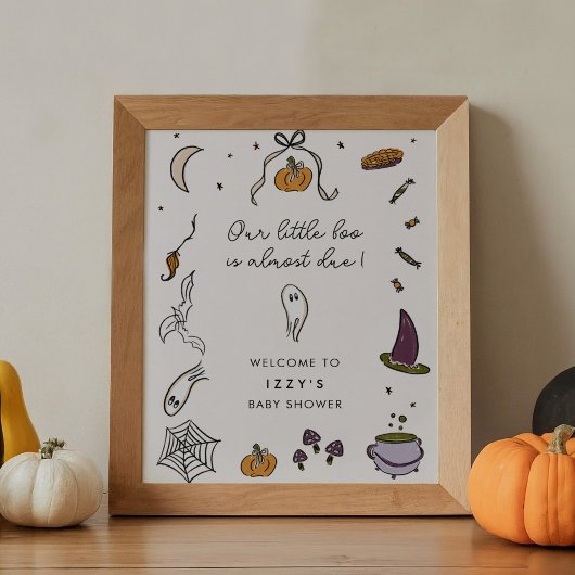 Little Boo Due Halloween Baby shower Affiche de bi