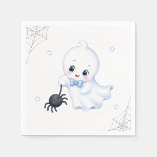 Little Boo Ghost Blauwe Halloween baby shower Servet