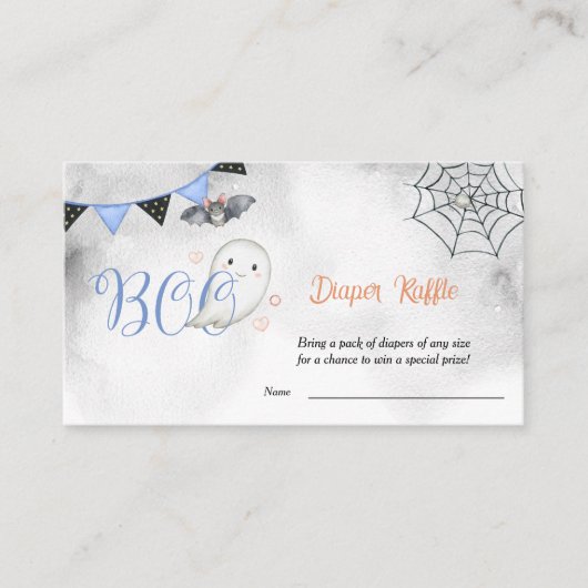 Little Boo Ghost Boy Baby shower Luier Raffle Informatiekaartje (Voorkant)