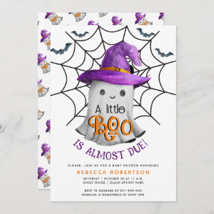 Little BOO ghost en web Halloween baby shower Kaart