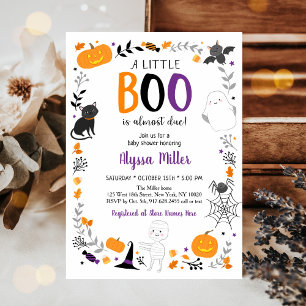 Little Boo Ghost Halloween Baby shower Kaart