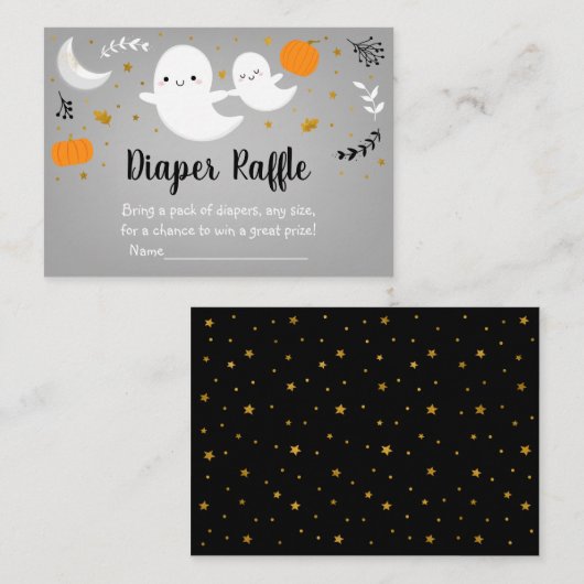 Little Boo Ghost Neutral Baby shower Diaper Raffle Informatiekaartje (Voorkant / Achterkant)