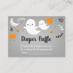 Little Boo Ghost Neutral Baby shower Diaper Raffle Informatiekaartje