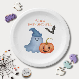 Little Boo Ghost Pumpkin Halloween Baby shower Papieren Bordje
