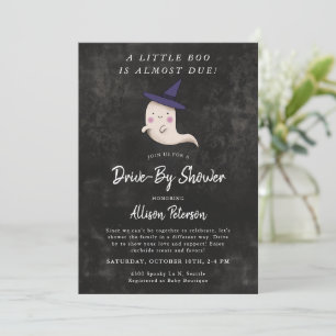 Little Boo Girl Halloween drive by Baby shower Kaart