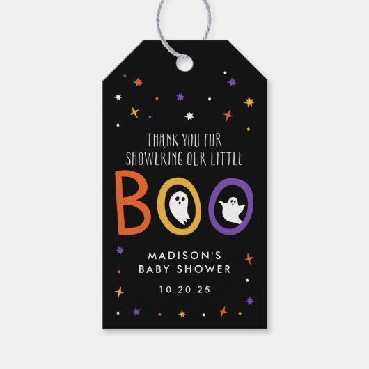 Little Boo Halloween Baby shower Cadeaulabel (Voorkant)