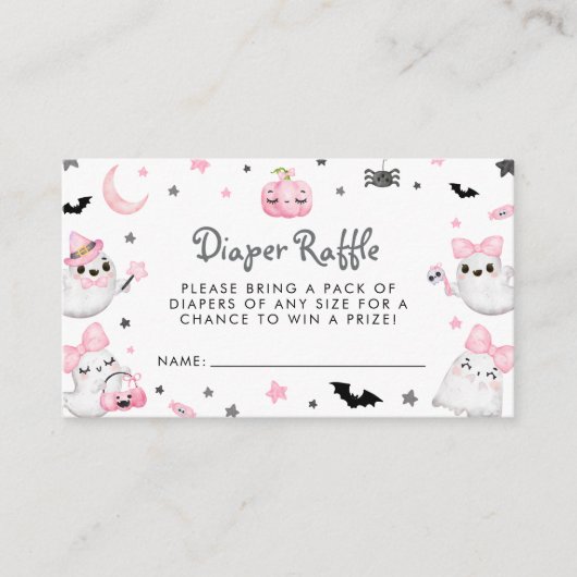 Little Boo Halloween Baby shower Diaper Raffle Informatiekaartje (Voorkant)