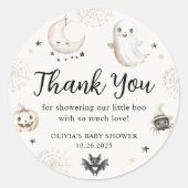 Little Boo Halloween Baby shower Favoriet Dank u Ronde Sticker (Voorkant)
