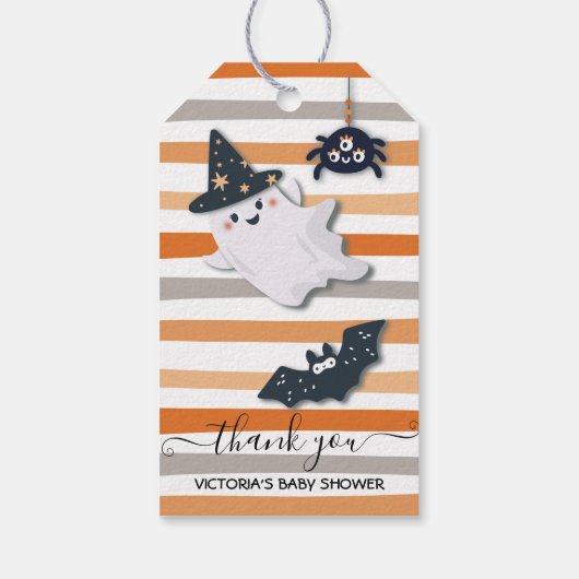 Little Boo Halloween Baby shower Gift Labels Cadeaulabel (Achterkant)
