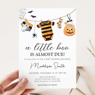 Little Boo Halloween Clothesline Baby shower Kaart