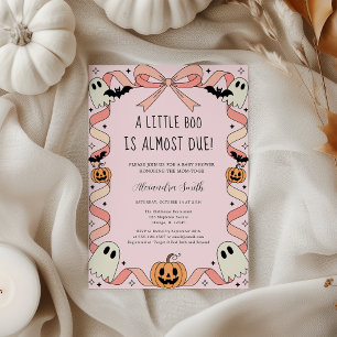 Little Boo Halloween Coquette Ribbon Baby shower Kaart