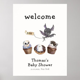 Little Boo Halloween cupcake Baby shower Welkom Poster