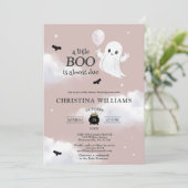 Little Boo Halloween Ghost Blush Roze Baby shower Kaart (Staand voorkant)