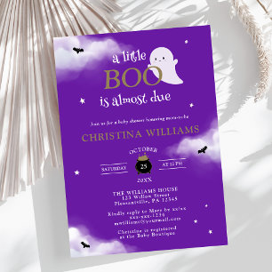 Little Boo Halloween Ghost Paarse Baby shower Kaart
