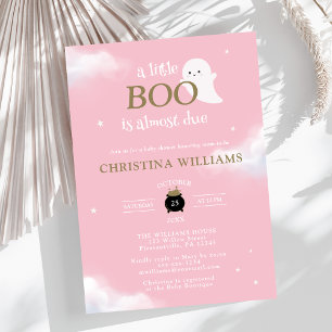 Little Boo Halloween Ghost Roze Baby shower Kaart