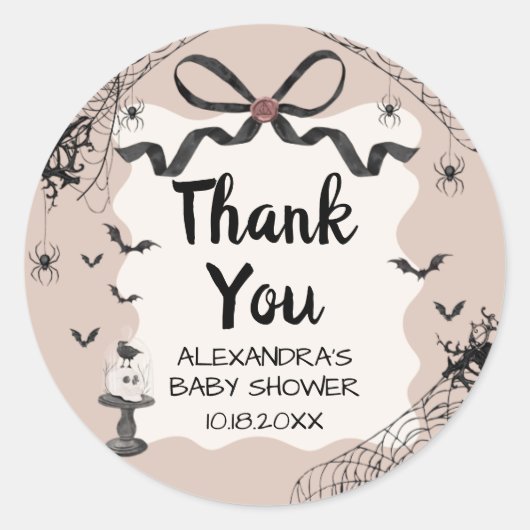 Little Boo Halloween Gothic Baby shower Ronde Sticker (Voorkant)