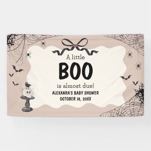 Little Boo Halloween Gothic Baby shower Spandoek (Horizontaal)