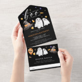 Little Boo Halloween Luier Raffle Zwart All In One Uitnodiging (Afscheurbaar)
