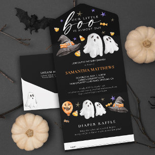 Little Boo Halloween Luier Raffle Zwart All In One Uitnodiging