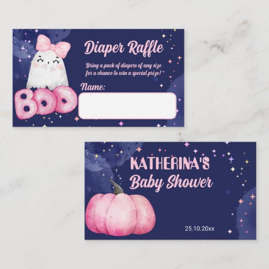 Little boo Halloween meisje baby shower luier raff Informatiekaartje (Voorkant / Achterkant)