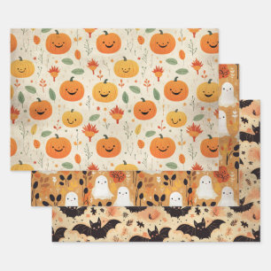 Little Boo Halloween Patroon Baby Shower Inpakpapier Vel