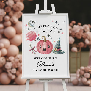 Little Boo Halloween roze Baby shower Welcome Sign Poster