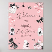Little Boo Halloween Roze Baby shower Welkom Poster (Voorkant)